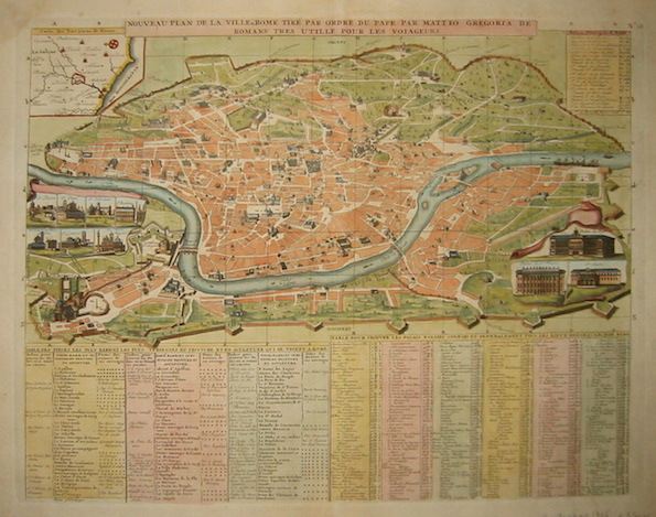Chatelain Henri Abraham (1684-1743) Nouveau plan de la ville de Rome tiré par ordre du Pape par Matteo Gregoria de Romans tres utille pour les voiageurs 1706 Amsterdam 